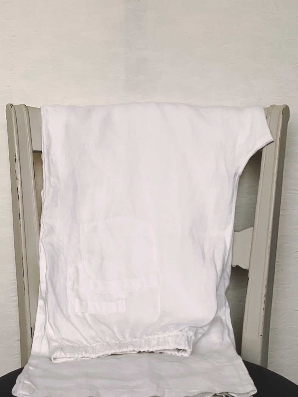 Linen Pants by ‘CMC’ White 100% Linen Trouser Pull-On Straight Leg High Rise L